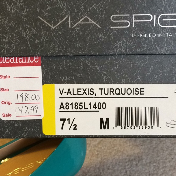 Via Spaga V-Alexis Turquoise Platform Heels - Picture 5 of 8